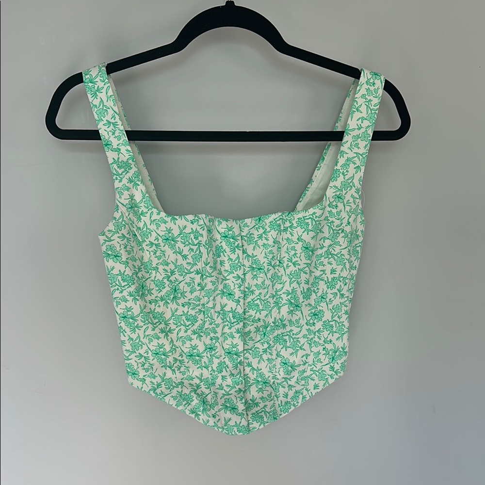 Floral Green Cottage Core Corset Top